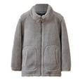 thumbnail image 1 of SELONE Fleece Jacket Girls with Pockets Fleece Windproof Zipper Solid Long Sleeve Fall Winter Outfit Gray 120, 1 of 5