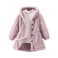 thumbnail image 1 of SELONE Fleece Jacket Kids Hooded Fleece Zipper Solid Long Sleeve Fall Winter Outwear Pink 7 Years, 1 of 7