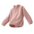 thumbnail image 1 of SELONE Fleece Jacket Kids with Pockets Fleece Zipper Solid Long Sleeve Fall Winter Coats Pink 1 Years, 1 of 5