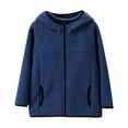 thumbnail image 1 of SELONE Fleece Jacket Kids with Pockets Hooded Fleece Windproof Zipper Solid Long Sleeve Fall Winter Outwear Dark Blue 11 Years, 1 of 3