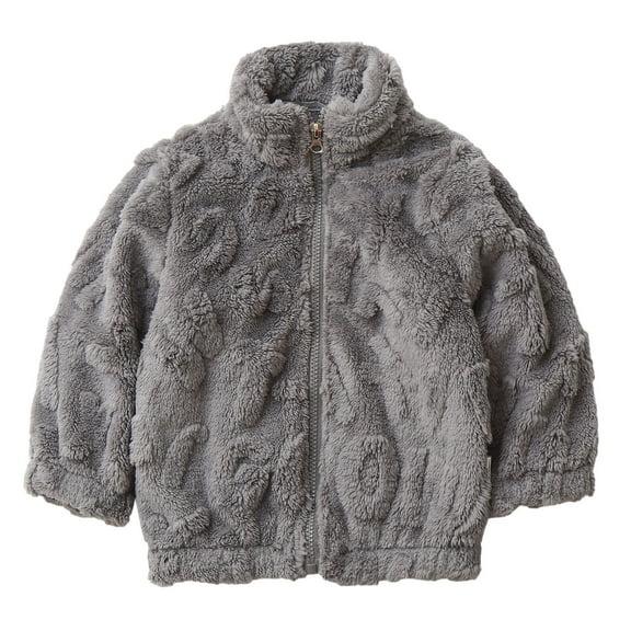 SELONE Fleece Jacket for Kids Fleece Zipper Solid Long Sleeve Fall Winter Outfit Gray 3 Years