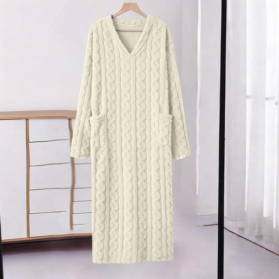 SELONE Fluffy Bathrobes for Women Plus Size Comfy Pullover Robe Long Long Sleeve Bathrobe with Pockets Spa Shower Robe