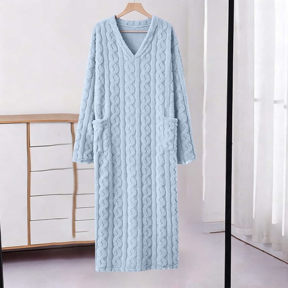 SELONE Fluffy Bathrobes for Women Plus Size Comfy Pullover Robe Long Long Sleeve Bathrobe with Pockets Spa Shower Robe