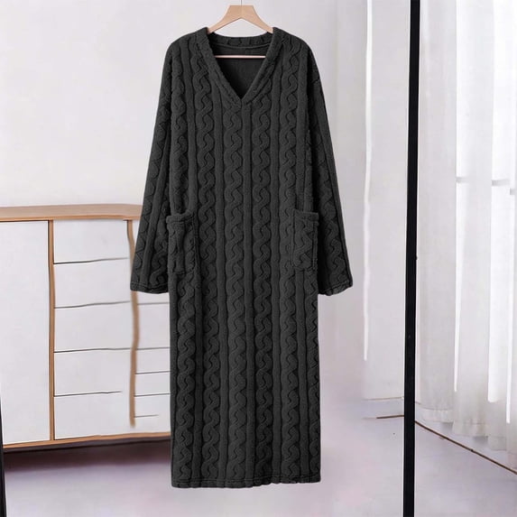 SELONE Fluffy Bathrobes for Women Plus Size Comfy Pullover Robe Long Long Sleeve Bathrobe with Pockets Spa Shower Robe