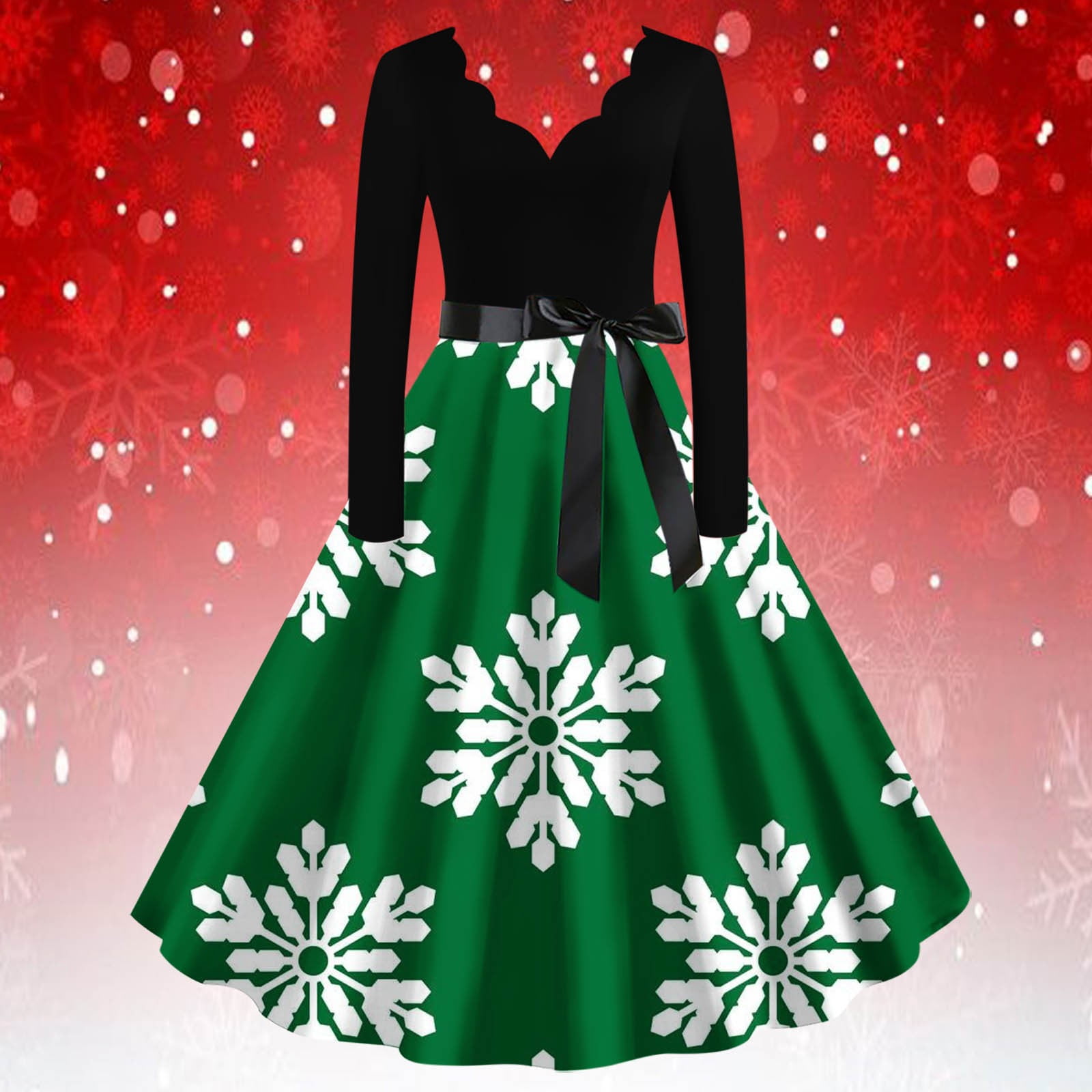 SELONE Formal Christmas Party Dresses Woman Midi Long Sleeve Cocktail