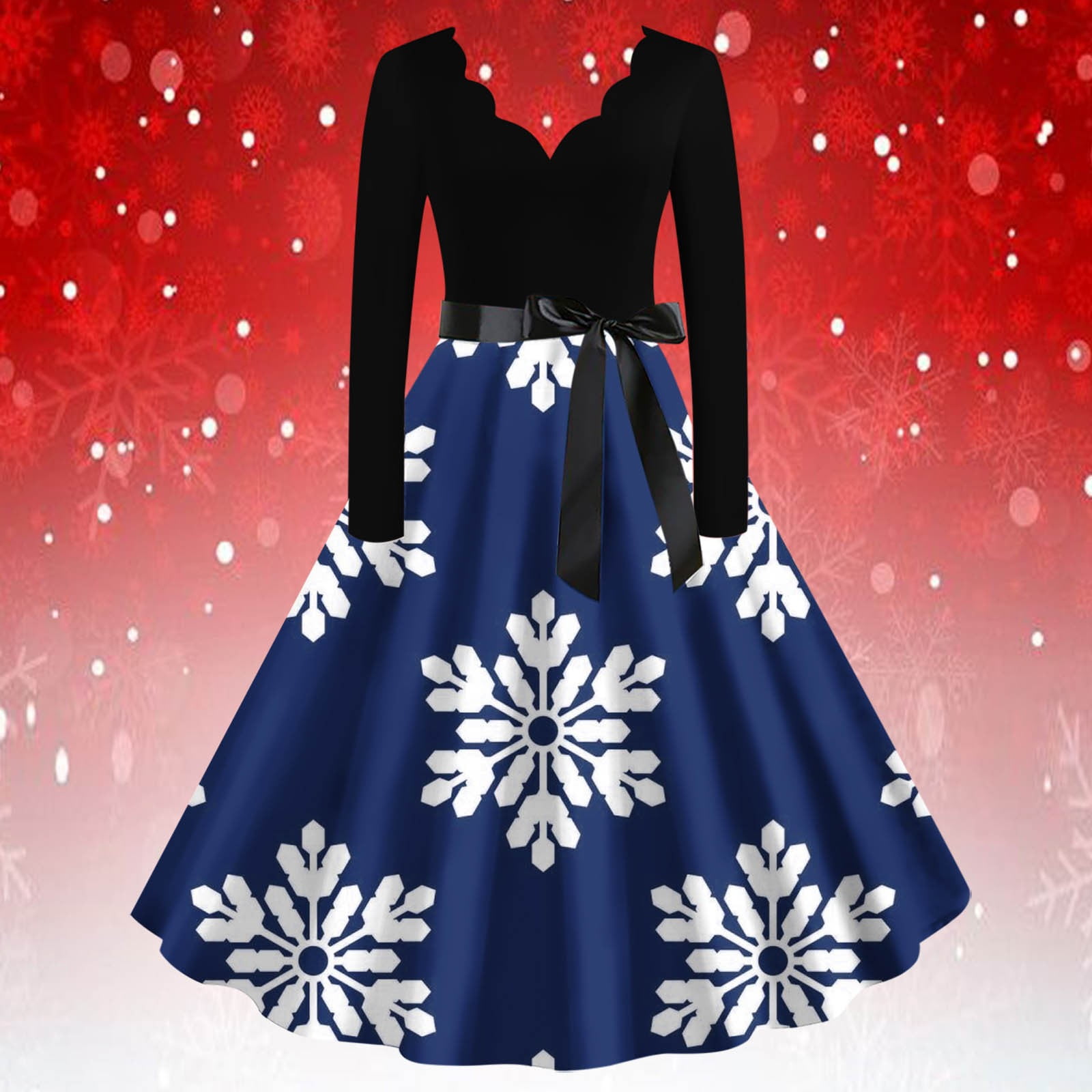SELONE Formal Christmas Party Dresses Woman Midi Long Sleeve Cocktail