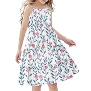 SELONE Girls Dresses Kids Sleeveless Tank Dress Midi Beach Sundress Floral Sweet Summer Outfits Big Kids