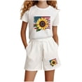 thumbnail image 1 of SELONE Girls Summer Outfits 2 Piece Sets Stars and Stripes Big Kids Wear T Shirts and Shorts 4th of July Clothing, 1 of 5