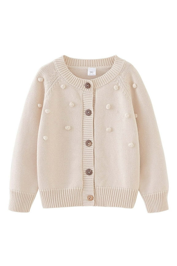 Girls Sweater Jacket Cotton Button Solid Long Sleeve Fall Winter Outwear Khaki 6 Years