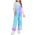 thumbnail image 1 of SELONE Girls Wide Leg Overalls Big Kids Fleece Sleeveless Jumpsuit Color Block Trousers with Pockets Fall Winter Outwear, 1 of 8