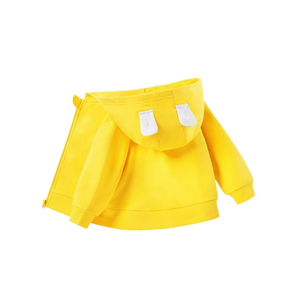 SELONE Girls Winter Hooded Jackets Cotton with Pockets Hooded Lightweight Zipper Solid Long Sleeve Fall Winter Outwear Yellow 3 Years