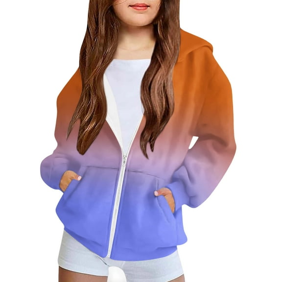 SELONE Girls Winter Hooded Jackets with Pockets Hooded Lightweight Zipper Gradient Long Sleeve Fall Winter Outfit Brown 8 Years