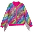thumbnail image 1 of SELONE Gold Sequin Jacket Kids Zipper Solid Long Sleeve Fall Winter Outfit Multicolor 6T, 1 of 3