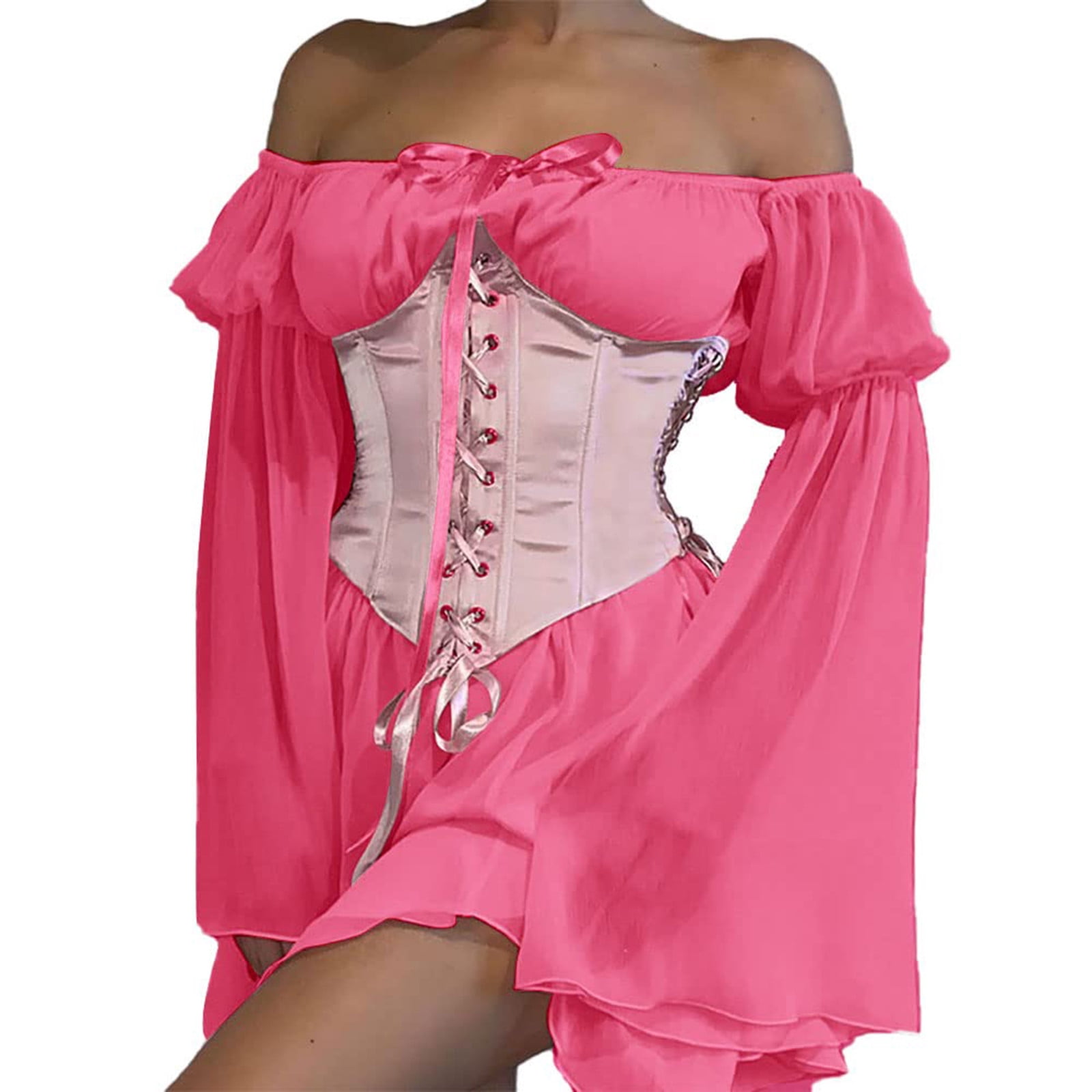 SELONE Gothic Dresses for Women Fall Court Long Sleeve Halloween Corset ...