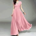 thumbnail image 1 of SELONE Graduation Dress for Women Formal Dresses for Women Short Sleeve V Neck Chiffon Solid Color Waist Closing Evening Gift for Wedding Guest Evening Party Graduation Birthday Party Tea Party Pink L, 1 of 7