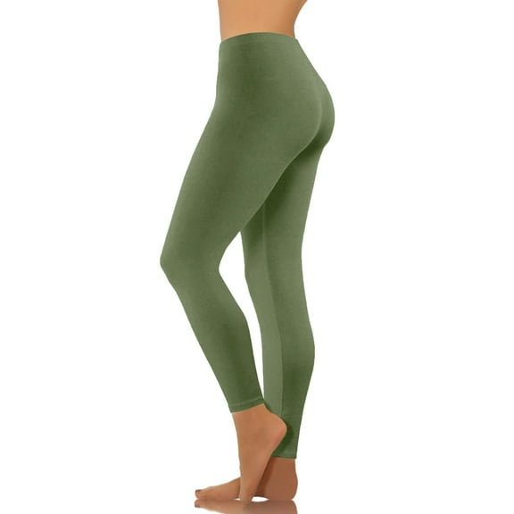SELONE Green Gym Leggings for Women High Waist Plus Size Gym Leggings Elastic Waist Full Length Summer Pants Curvy Slim Casual Long Vacation Pants Solid Yoga Lightweight L Breathable Beach Pants