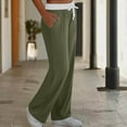 thumbnail image 1 of SELONE Green Plus Size Pull on Pants for Women Lounge Pants with Pockets Elastic Waist Full Length Trouser Loose Casual Long Beach Pants Drawstring Solid Straight XL Tall Breathable Summer Clothes, 1 of 6