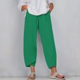 thumbnail image 1 of SELONE Green Womens Lightweight Pants for Summer Mid Waist Plus Size Lounge Pants Cropped Trouser Pants Loose Casual Beach Pants Pull on Solid Soft Straight Leg Comfy L Breathable Clothes, 1 of 5