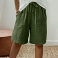 thumbnail image 1 of SELONE Green Womens Shorts Dressy Casual Mid Waist Plus Size Lounge Pants Bermuda Trousers Loose Trendy Pants Pull on Solid Soft Short Length Lightweight Comfy 3XL Breathable Summer Clothes, 1 of 8