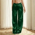 thumbnail image 1 of SELONE Green Womens Trouser Pants Plus Size Lounge Pants with Pockets Elastic Waist Full Length Trouser Loose Casual Long Beach Pants Solid Straight Lightweight 2XL Tall Breathable Summer Clothes, 1 of 8