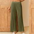 thumbnail image 1 of SELONE Green Womens Wide Leg Trousers Plus Size Mid Waist Lounge Pants Wide Leg Cropped Trouser Pants Loose Casual Long Beach Pants Pull on Solid Lightweight Comfy 4XL Tall Breathable Summer Clothes, 1 of 7