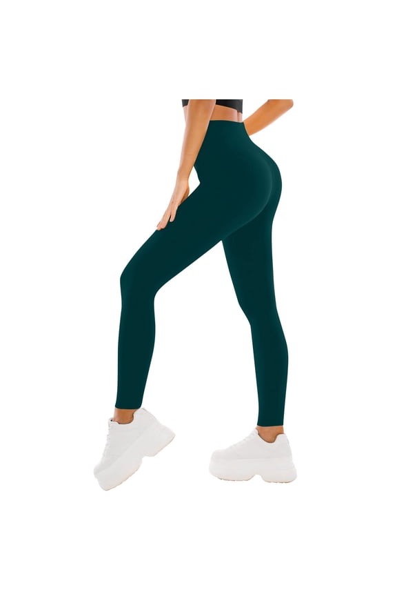 Green Yoga Leggings for Women Plus Size Mid Waist Gym Leggings Full Length Summer Pants Curvy Slim Casual Long Vacation Pants Pull on Solid Lightweight Comfortable L Breathable Beach Pants