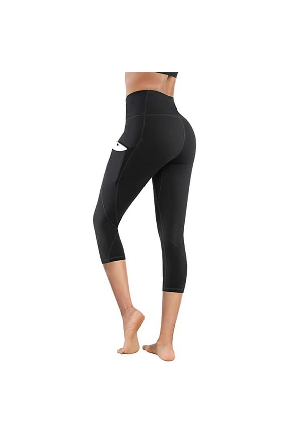 Gym Leggings for Women Capris with Pockets Yogalicious Utility Dressy Everyday Soft Lifting Leggings Capris Leggings for Women Capri Jeggings for Women Athletic Leggings for Women 33-Black M