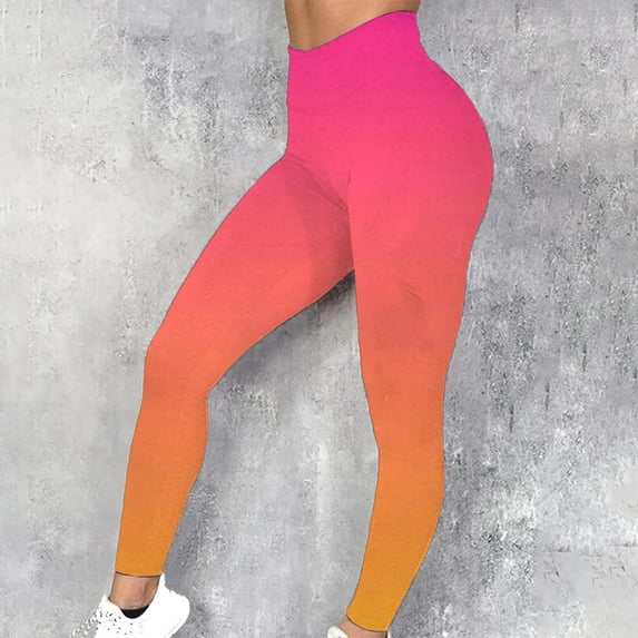 SELONE Gym Leggings for Women Plus Mid Rise Stretch Polyester Fashion Clothes Ankle Length Slim Athletic Pants Orange S