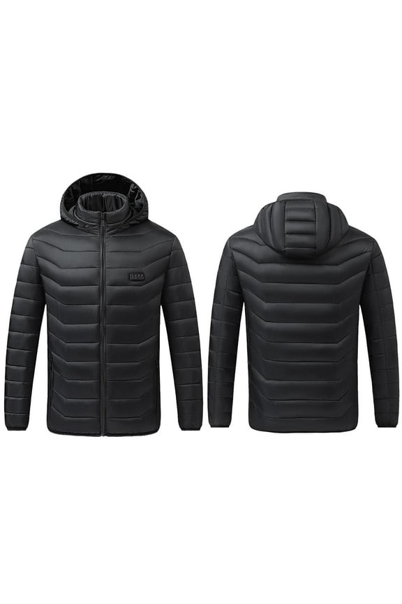 Heated Jacket Men Womens 4 Control 25 Heating Zones USB Hoodies with Pockets Zipper Coat Warm Outerwear Black XL