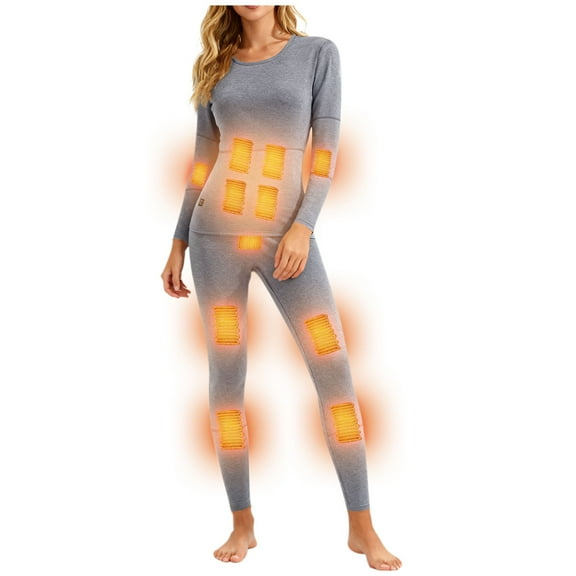 SELONE Heated Underwear Sets for Women Thermal Plus Size Crewneck Long Sleeve Tops Elastic Waist Bottom