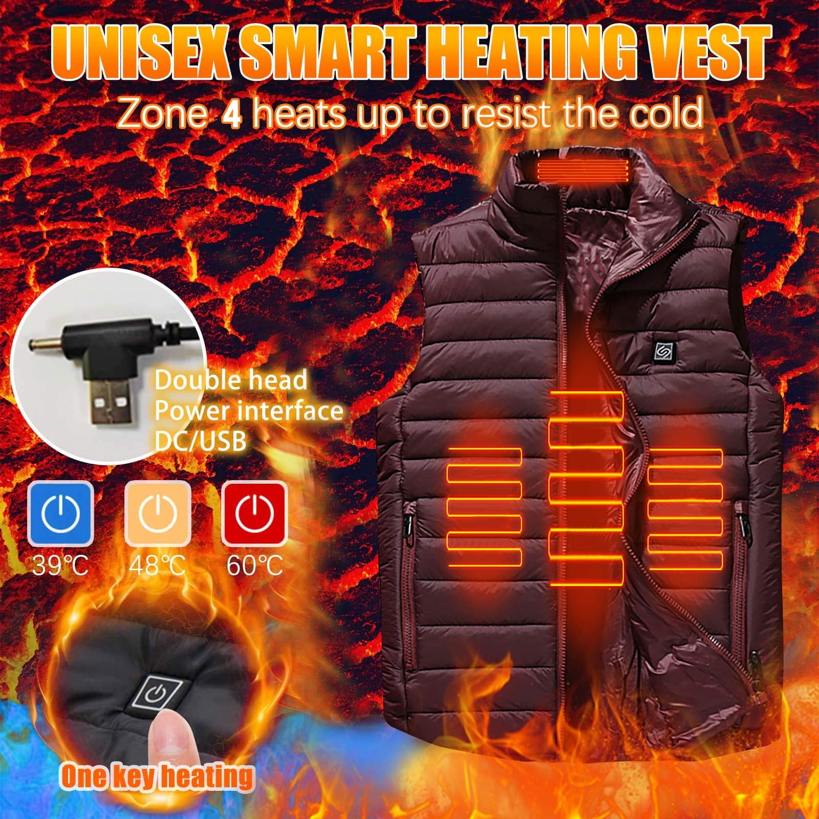 SELONE Heated Vest with Hood for Women Men 4 Heating Zones Winter Warm