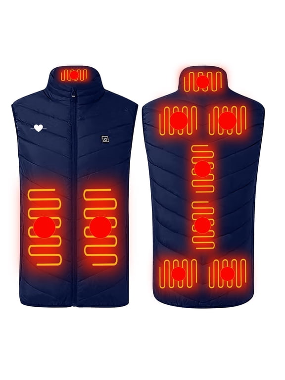 Heated Vest for Men 1 Control 9 Heating Zones Jacket Hoodless Coat Lightweight Warm Winter Clothing