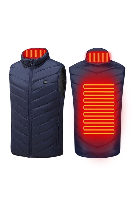 Heated Vests for Men Women 1 Control 2 Zones 3 Heating Levels Cotton Jacket Hoodless Casual Coat Plus Size
