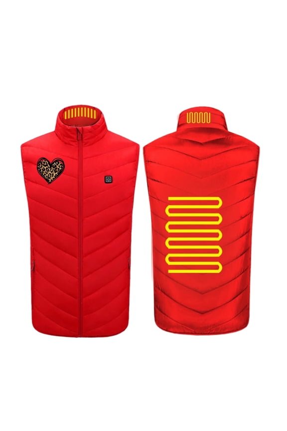 Heated Vests for Men Women 2 Zones 3 Heating Levels Fleece Jacket Sleeveless Hoodless Printed Casual Coat