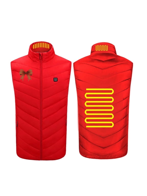 Heated Vests for Men Women 2 Zones 3 Heating Levels Fleece Jacket Sleeveless Printed Warm Coat Plus Size
