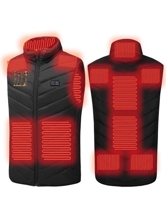 Heated Vests for Men Women 3 Heating Levels Fleece Jacket Sleeveless Printed Casual Coat Plus Size