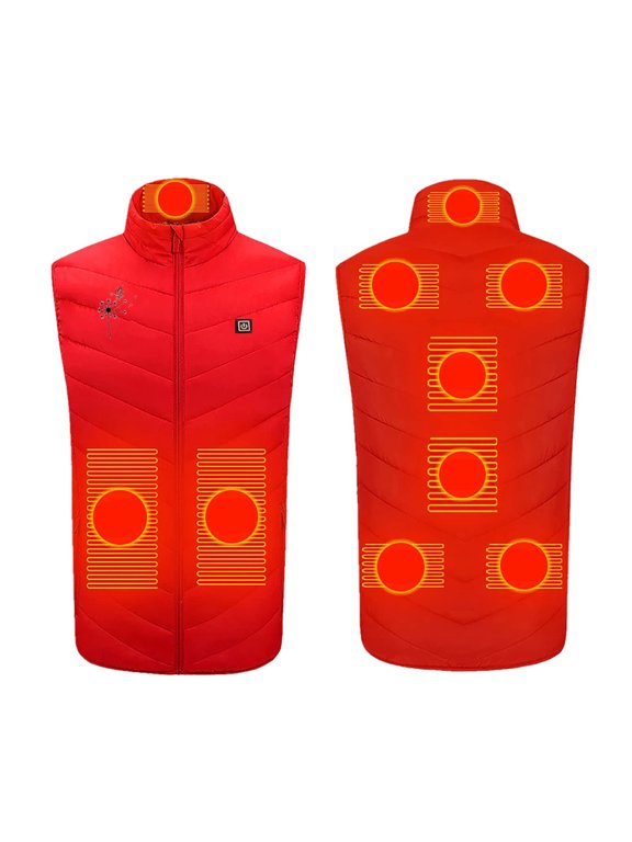 Heated Vests for Men Women 9 Zones 3 Heating Levels Cotton Jacket Sleeveless Printed Casual Coat Plus Size