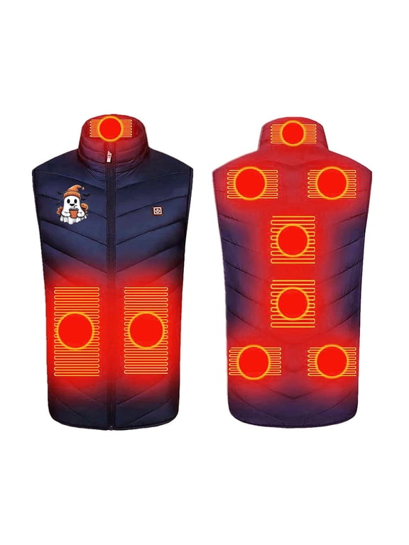 Heated Vests for Men Women 9 Zones 3 Heating Levels Cotton Jacket Sleeveless Printed Warm Coat Plus Size