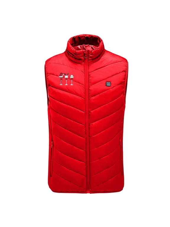 Heated Vests for Men Women 9 Zones 3 Heating Levels Fleece Jacket Sleeveless Hoodless Printed Warm Coat Plus Size