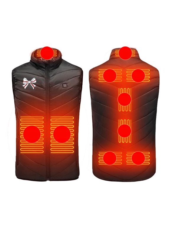 Heated Vests for Men Women 9 Zones 3 Heating Levels Fleece Jacket Sleeveless Printed Warm Coat Plus Size