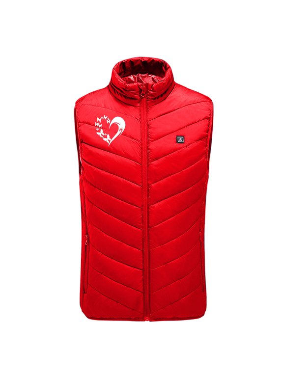 Heated Vests for Men Women 9 Zones 3 Heating Levels Fleece Jacket Sleeveless Printed Warm Coat Plus Size