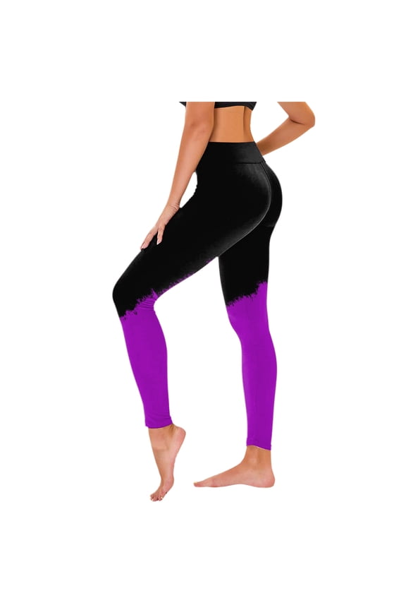 High Waisted Workout Leggings for Women Fitted Printed Yoga Long Pant Stretch Leggings Fitness Running Gym Sports Full Length Active Pants Full Length Pants for Everyday Wear Running Purple S