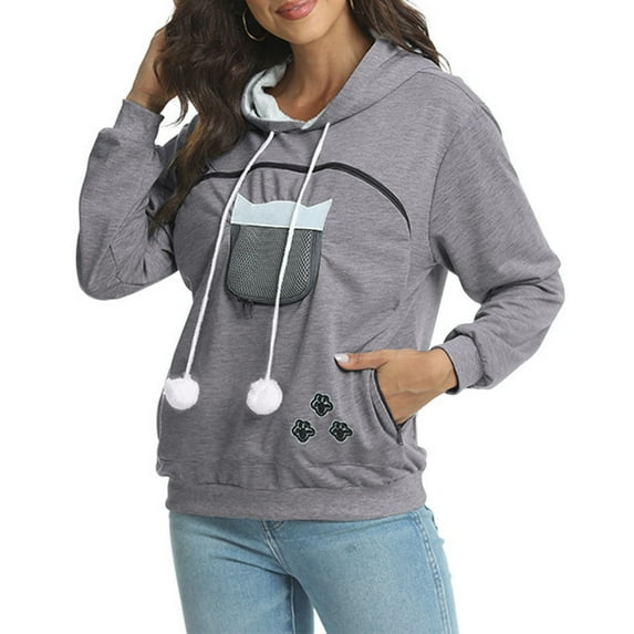 SELONE Hoodies for Women Plus Size Hooded Neck Sweatshirts Long Sleeve Blouses Trendy Solid Mesh Pullover Tops with Pet Pocket Regular Fit Tees Tops Hip Fall Y2k Clothes