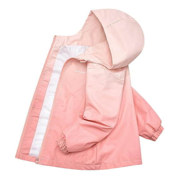 SELONE Jacket for Kids for Boys Cotton with Pockets Hooded Lightweight Zipper Gradient Long Sleeve Fall Winter Outwear Pink 3 Years
