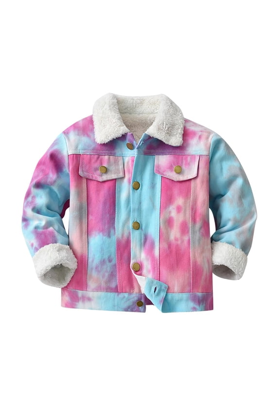 Jean Jackets for Kids Boys Denim with Pockets Button Color Block Long Sleeve Fall Winter Coats Pink 90