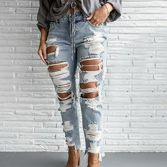 SELONE Jeans for Women Plus Size With Pockets Shorts High Waist High Rise Casual Long Pant Fashion Pants Leisure Sports Pants Comfortable Jeans for Casual Work Going Out Activities Light Blue XL