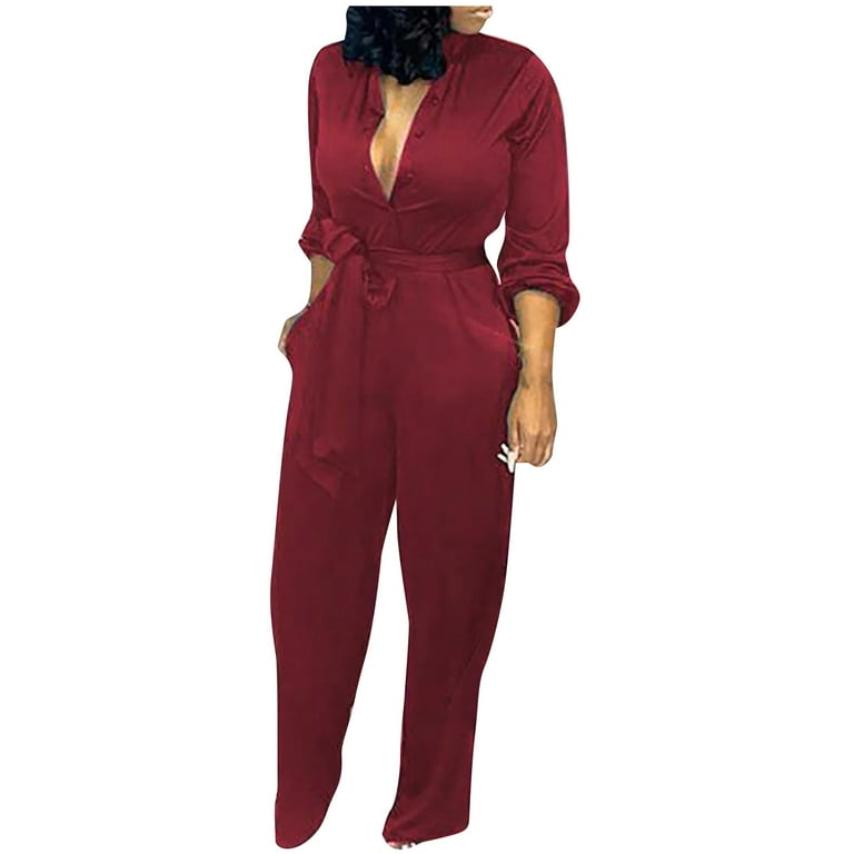 SELONE Jumpsuits for Women Casual Long Sleeve Wide Leg Long Pant Ladies Travel Comfortable 2023 Vacation Fancy Jumpsuits for Women Jumpers and Rompers