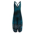 thumbnail image 1 of SELONE Jumpsuits for Women Dressy Casual Fancy Suspender Loose Fit Pants Sleeveless Ladies Travel Comfortable 2023 Vacation Flowy Rompers Womens Jumpers and Rompers Casual Retro Printing Blue M, 1 of 3