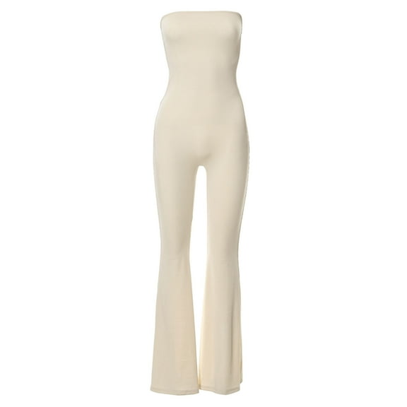 SELONE Jumpsuits for Women Dressy Casual Halter Long Pant Sleeveless Ladies Travel Comfortable Vacation Fancy Jumpsuits for Women Womens Jumpers and Rompers Casual Solid Color Lace Beige L