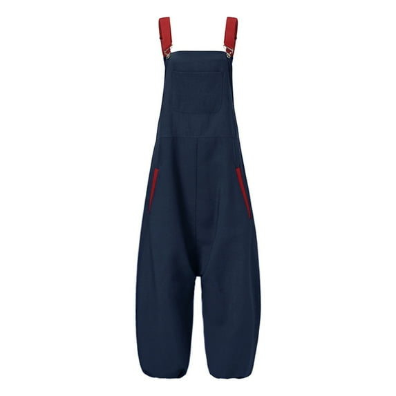 SELONE Jumpsuits for Women Dressy Casual Halter Suspender Loose Fit Long Pant Ladies Travel Comfortable Vacation Fancy Jumpsuits for Women Womens Jumpers and Rompers Casual Stitch Blue XL